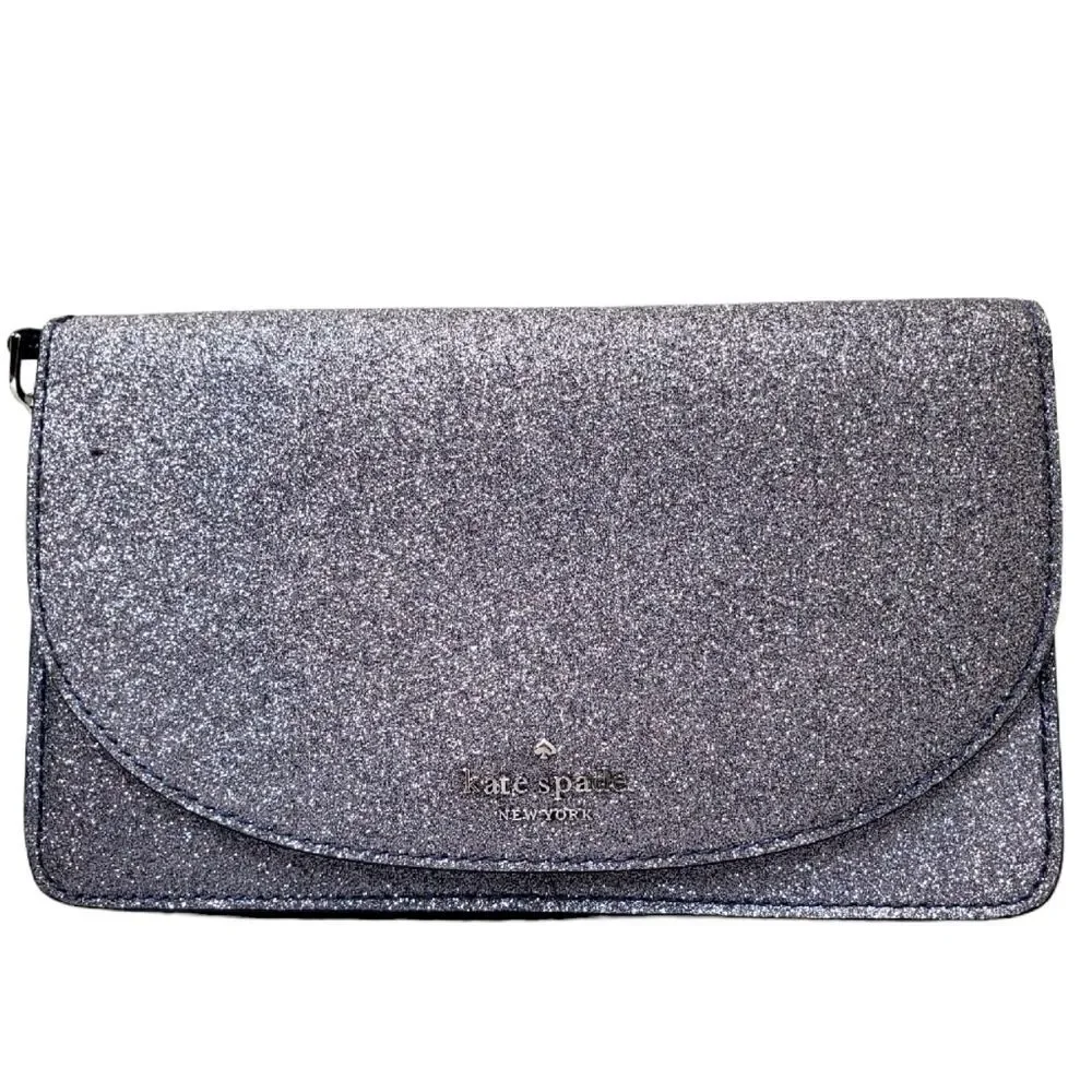 KATE SPADE NY Glitter Slim Wallet Wristlet Clutch Snap Closure
